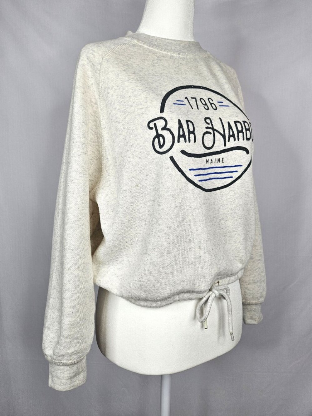 Gotkeys | Bar Harbor Maine Graphic Sweatshirt | Drawstring Hem | Gray | Size S - Picture 4 of 16
